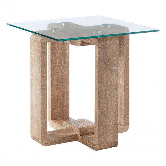 Tribeca Glass And Wood Side Table 