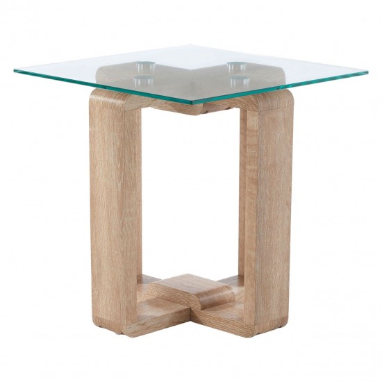 Tribeca Glass And Wood Side Table 