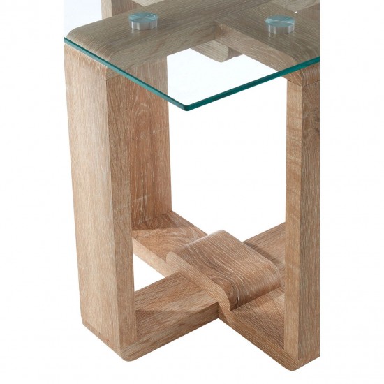 Tribeca Glass And Wood Side Table 