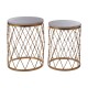 Armena Marble Top and Gold Finish Side Table Set