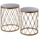 Armena Marble Top and Gold Finish Side Table Set