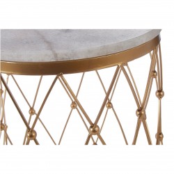 Armena Marble Top and Gold Finish Side Table Set
