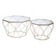 Armena Glass Top Gold Base Finish Side Table Set