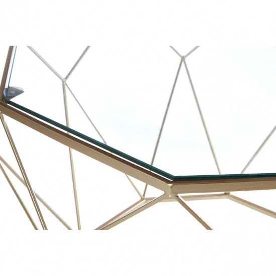 Armena Glass Top Gold Base Finish Side Table Set