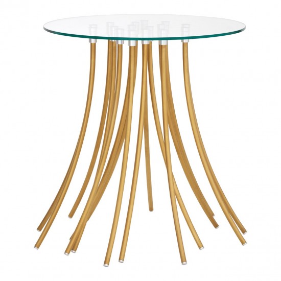 Misha Gold Finish and Glass Side Table 