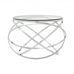 Stratus Glass and Sliver Finish Side Table 