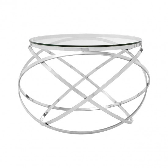 Stratus Glass and Sliver Finish Side Table 