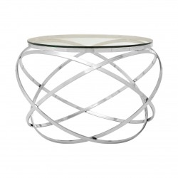 Stratus Glass and Sliver Finish Side Table 