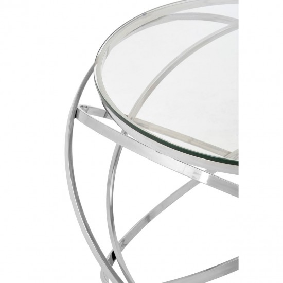 Stratus Glass and Sliver Finish Side Table 