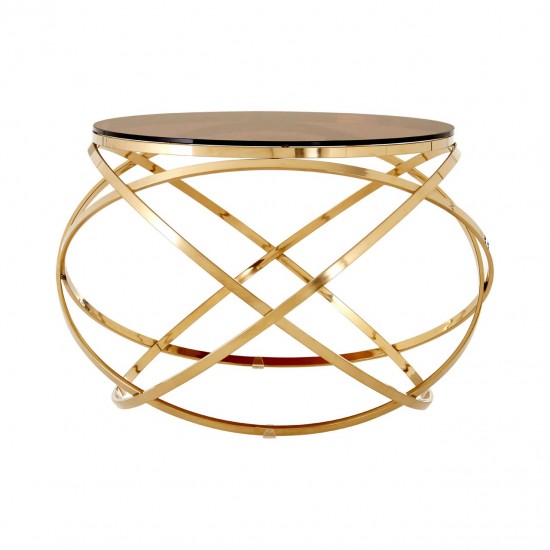 Stratus Amber Glass and Gold Finish Side Table 