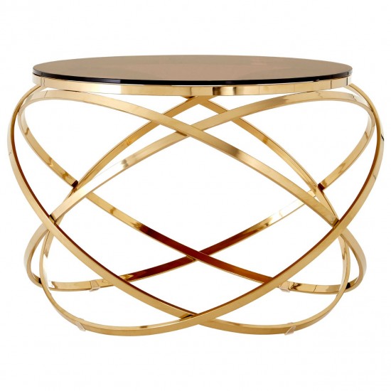 Stratus Amber Glass and Gold Finish Side Table 