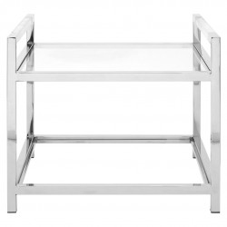 Lexington 2 Tier Polished Silver Finished and Glass Side Table 
