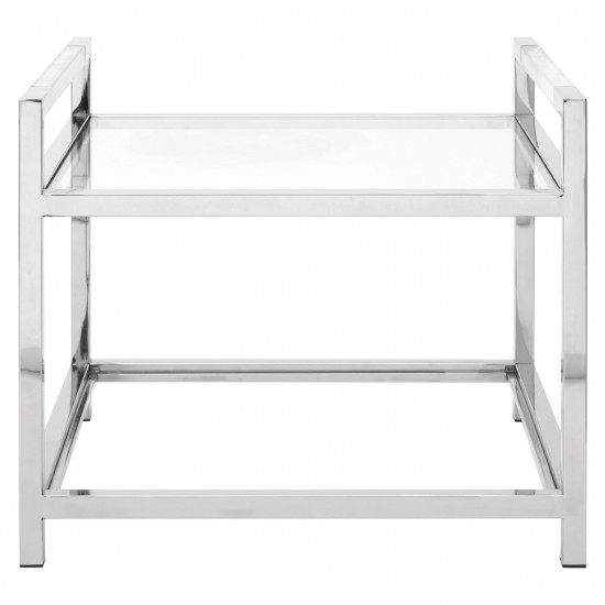 Lexington 2 Tier Polished Silver Finished and Glass Side Table 