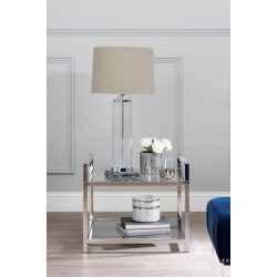 Lexington 2 Tier Polished Silver Finished and Glass Side Table 