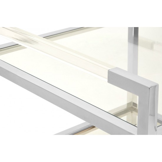 Lexington 2 Tier Polished Silver Finished and Glass Side Table 