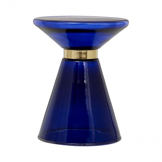 Hepburn Blue Glass and Gold Side Table 