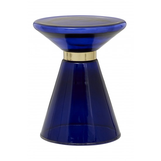 Hepburn Blue Glass and Gold Side Table 
