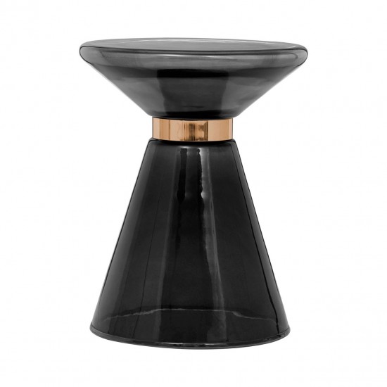 Hepburn Black Glass and Copper Side Table