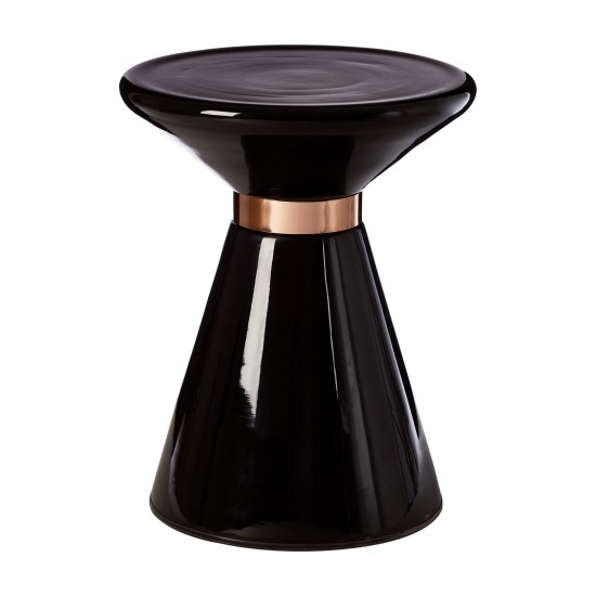Hepburn Black Glass and Copper Side Table