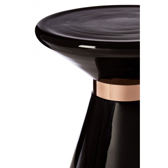 Hepburn Black Glass and Copper Side Table
