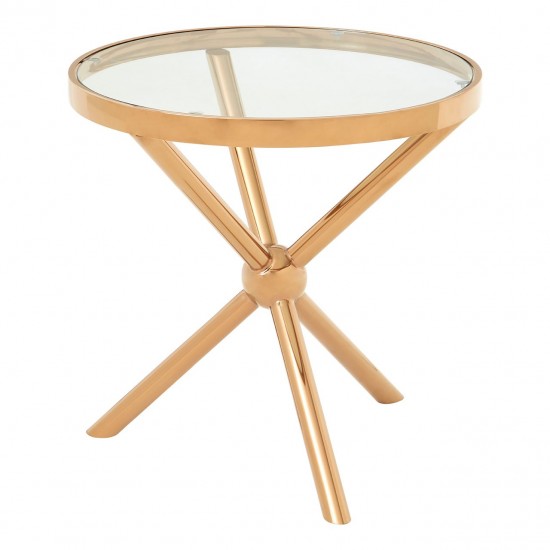 Gatsby Round Rose Gold Finish Side Table