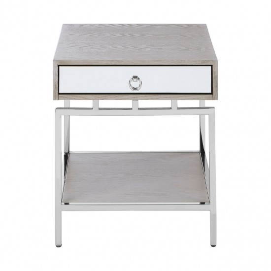 Hawkins Ash And Silver Side / Bedside Table 