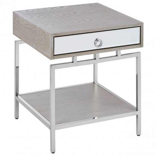Hawkins Ash And Silver Side / Bedside Table 