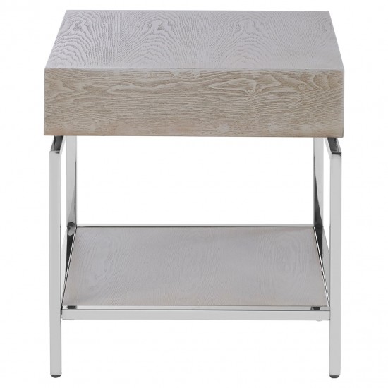 Hawkins Ash And Silver Side / Bedside Table 