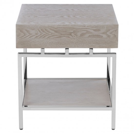 Hawkins Ash And Silver Side / Bedside Table 