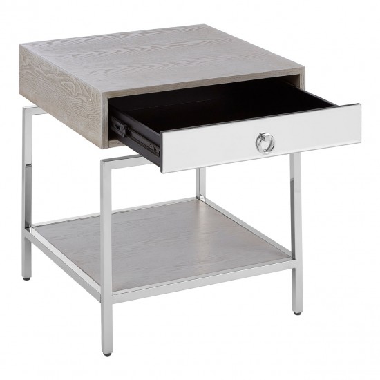 Hawkins Ash And Silver Side / Bedside Table 