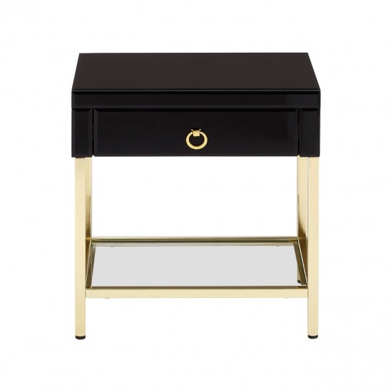 Brach Black and Gold Finish Side Table 