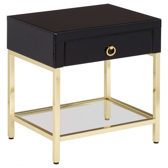 Brach Black and Gold Finish Side Table 
