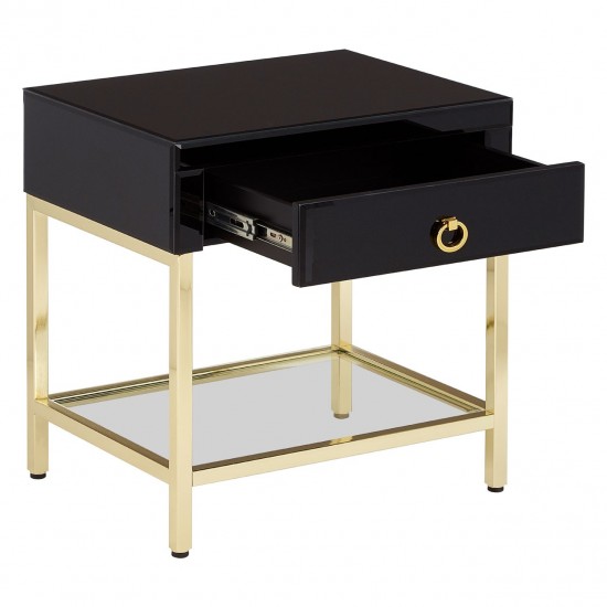 Brach Black and Gold Finish Side Table 