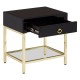 Brach Black and Gold Finish Side Table 