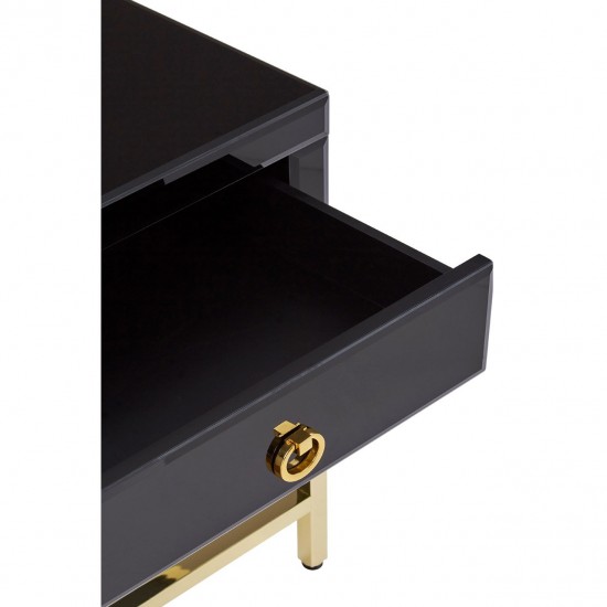 Brach Black and Gold Finish Side Table 