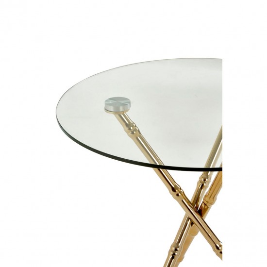 Knot Gloss Gold Round Side Table 