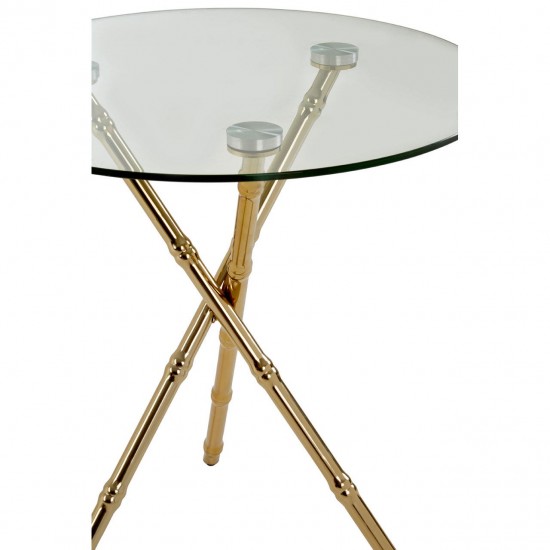 Knot Gloss Gold Round Side Table 