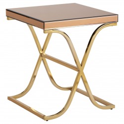 Kingston Brown Glass and Gold Finish Side Table