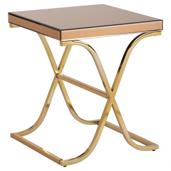 Kingston Brown Glass and Gold Finish Side Table