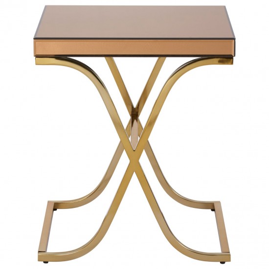 Kingston Brown Glass and Gold Finish Side Table