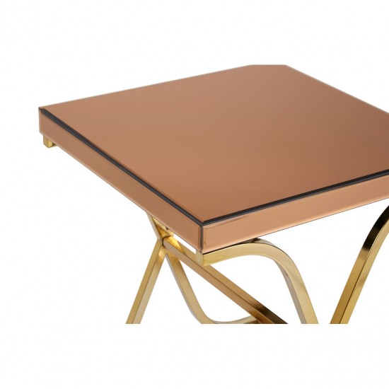 Kingston Brown Glass and Gold Finish Side Table