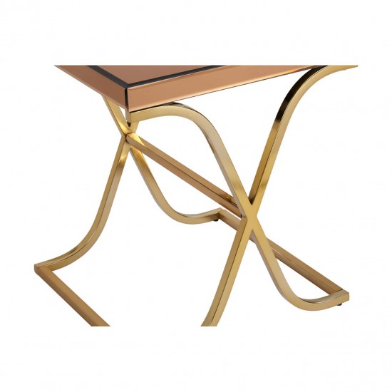 Kingston Brown Glass and Gold Finish Side Table