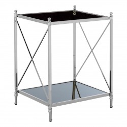 Ascot Chrome And Black Glass Side Table 