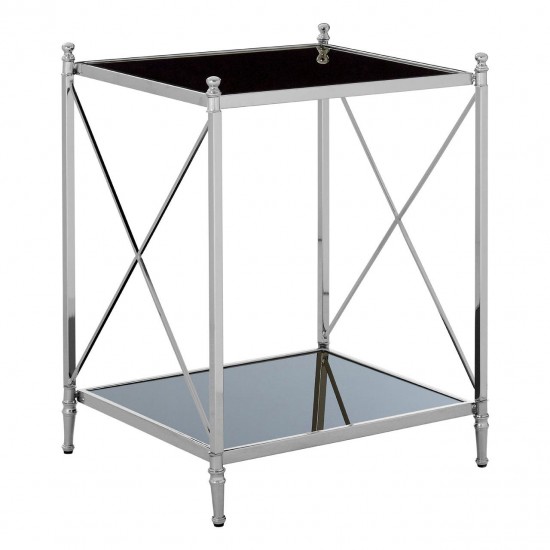 Ascot Chrome And Black Glass Side Table 