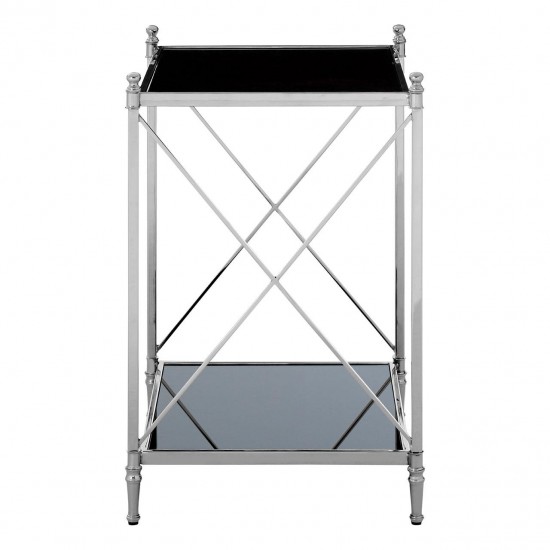 Ascot Chrome And Black Glass Side Table 