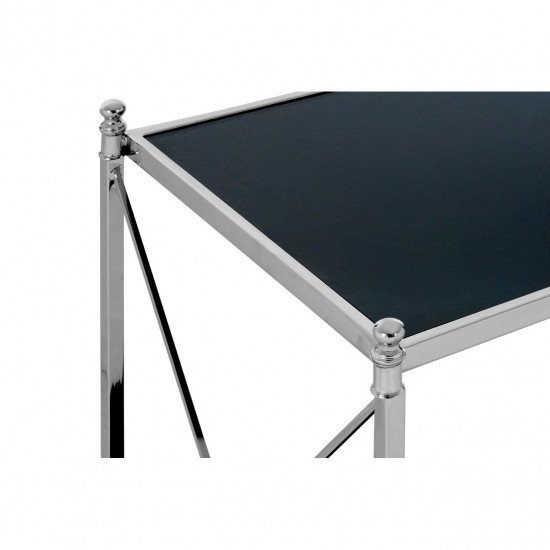 Ascot Chrome And Black Glass Side Table 