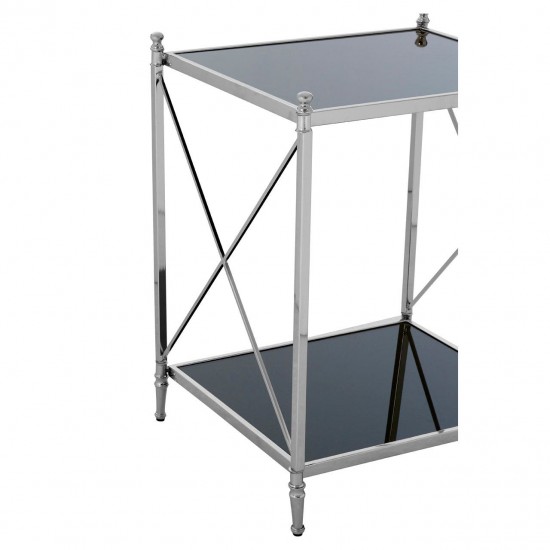 Ascot Chrome And Black Glass Side Table 