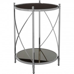 Ascot Chrome And Black Glass Round Side Table 