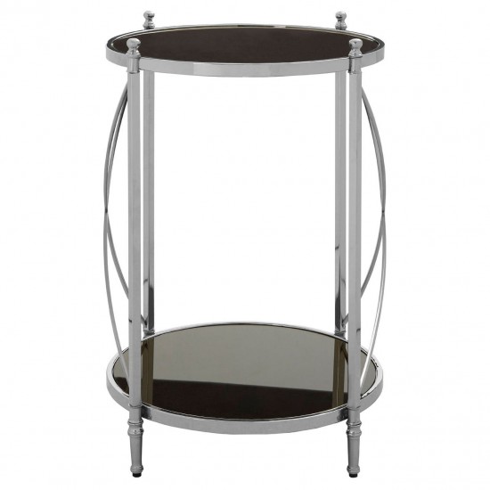Ascot Chrome And Black Glass Round Side Table 