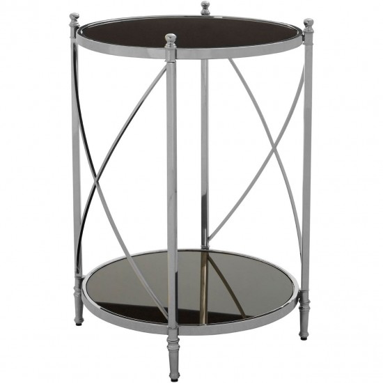 Ascot Chrome And Black Glass Round Side Table 